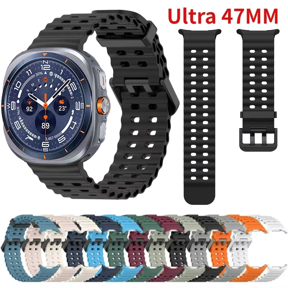 Ocean Silicone Band for Samsung Galaxy Watch Ultra 2 47mm Original Breathable Wristband Correa for Galaxy Watch Ultra 47mm Strap