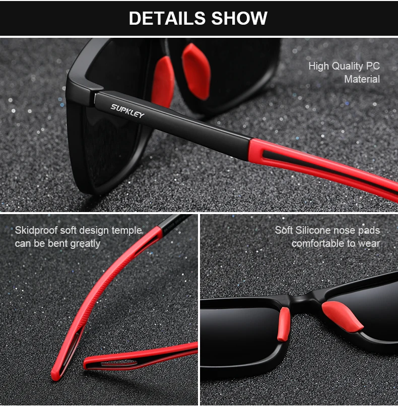 SUPKLEY Sports Sunglasses for Men Women Comfortable Light Weight Polarized Sun Glasses UV400 Eyewear Accessory Best Gift Choice