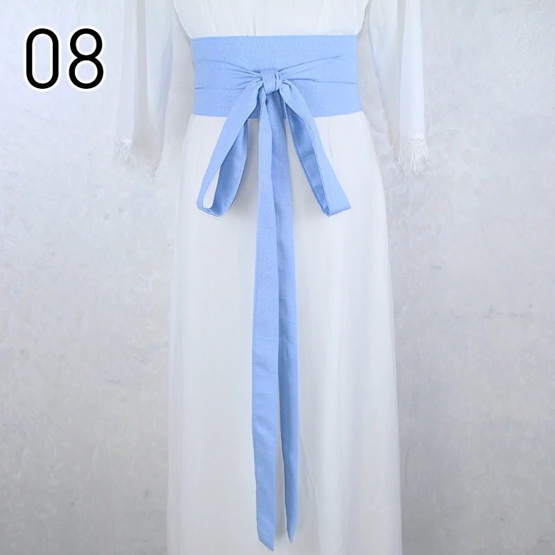 360cm Chinese Traditional Long Hanfu Belt Women Antique Elegant Dress Decor Waistband Cotton Linen Solid Color Long Silk Belt