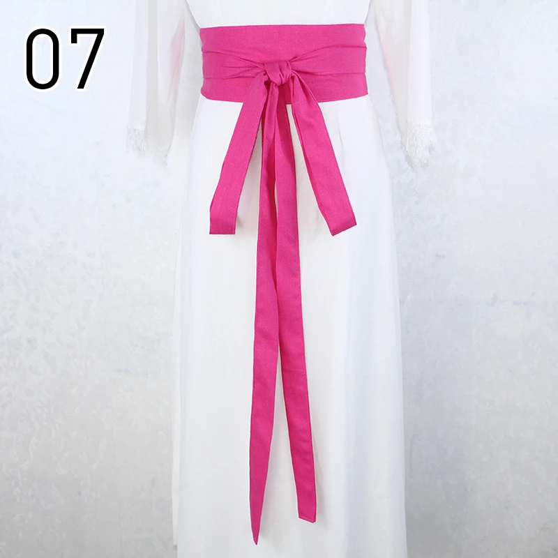 360cm Chinese Traditional Long Hanfu Belt Women Antique Elegant Dress Decor Waistband Cotton Linen Solid Color Long Silk Belt