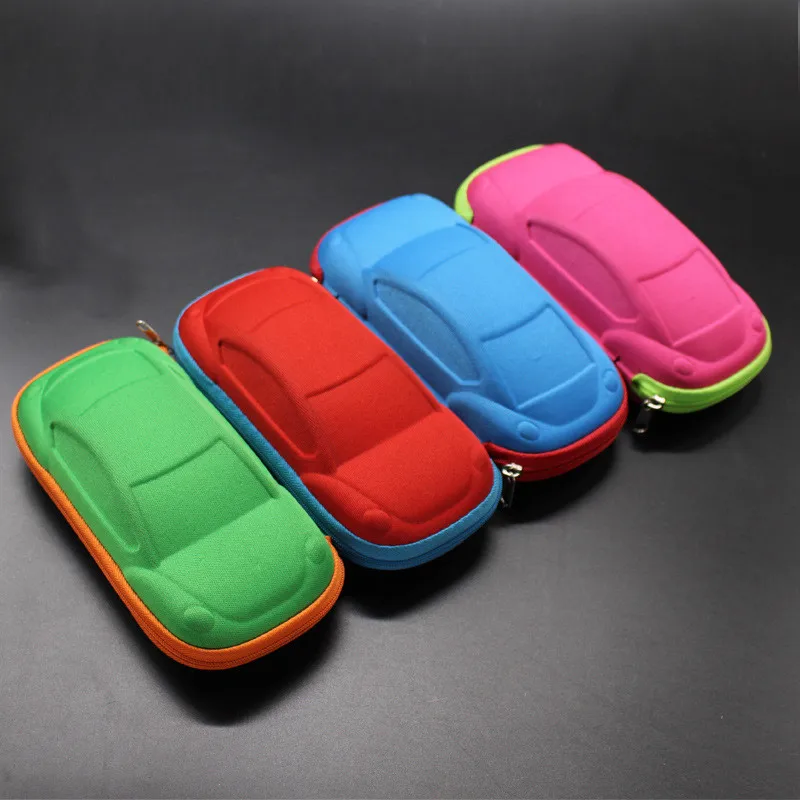 Cute Cartoon Car Shaped Glasses Case Box for Children's Boys Girls Sunglasses Box Stationery Storage Box Zipper Glasses Box