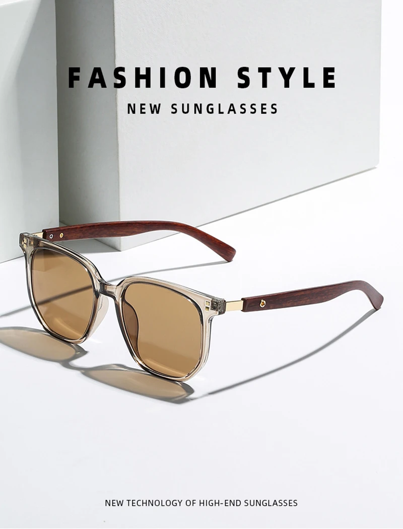 Classic Big Woodgrain Sunglasses Men women Retro Oversize Square Sun Glasses Male Female Fashion Summer Vacation Driving Shades