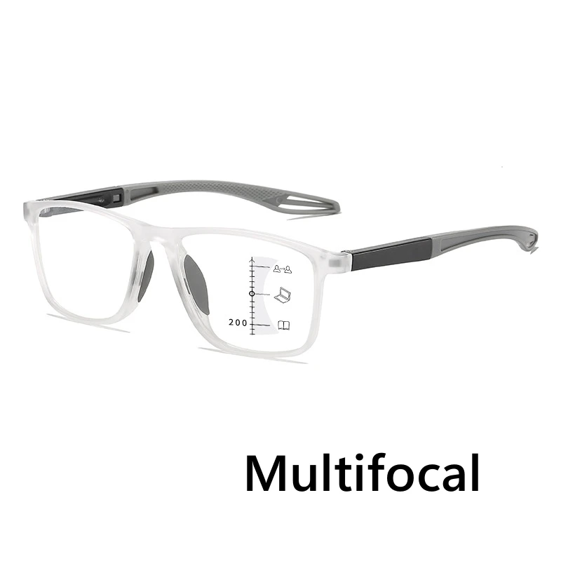 TR Sports Multifocal Reading Glasses Men Women Fashion HD Far Sight Eyewear Unisex Ultralight Square Hyperopia Plus Eyeglasses