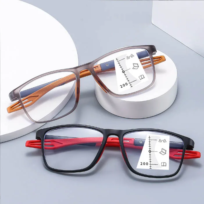 TR Sports Multifocal Reading Glasses Men Women Fashion HD Far Sight Eyewear Unisex Ultralight Square Hyperopia Plus Eyeglasses