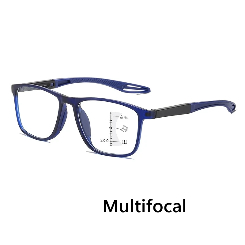 TR Sports Multifocal Reading Glasses Men Women Fashion HD Far Sight Eyewear Unisex Ultralight Square Hyperopia Plus Eyeglasses