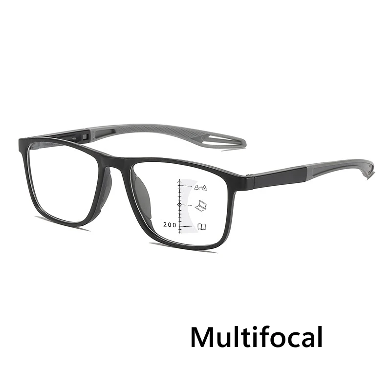 TR Sports Multifocal Reading Glasses Men Women Fashion HD Far Sight Eyewear Unisex Ultralight Square Hyperopia Plus Eyeglasses