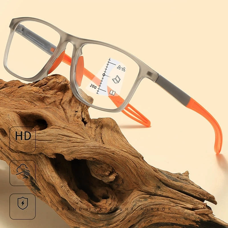 TR Sports Multifocal Reading Glasses Men Women Fashion HD Far Sight Eyewear Unisex Ultralight Square Hyperopia Plus Eyeglasses