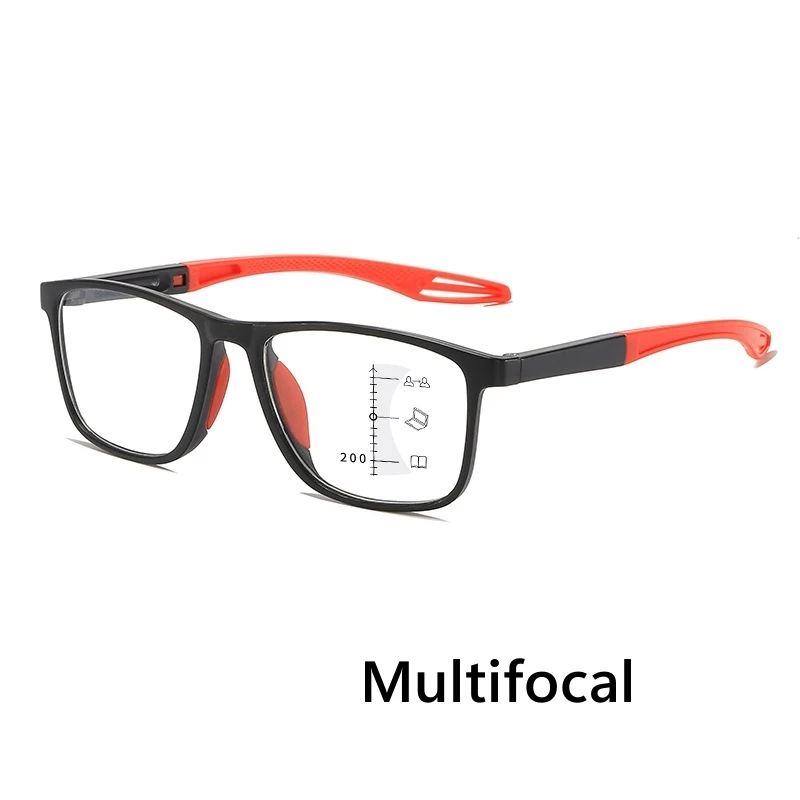 TR Sports Multifocal Reading Glasses Men Women Fashion HD Far Sight Eyewear Unisex Ultralight Square Hyperopia Plus Eyeglasses