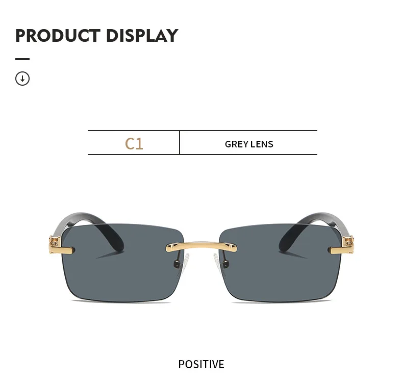 2024 New square rimless sunglasses Fashion cut edge men's glasses Jelly coloured women's sunglasses Fashion clothing Street beat