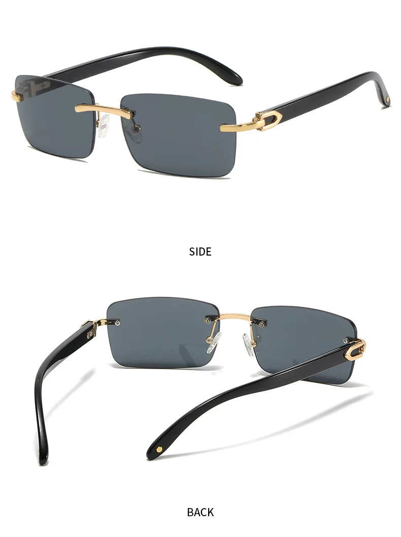 2024 New square rimless sunglasses Fashion cut edge men's glasses Jelly coloured women's sunglasses Fashion clothing Street beat