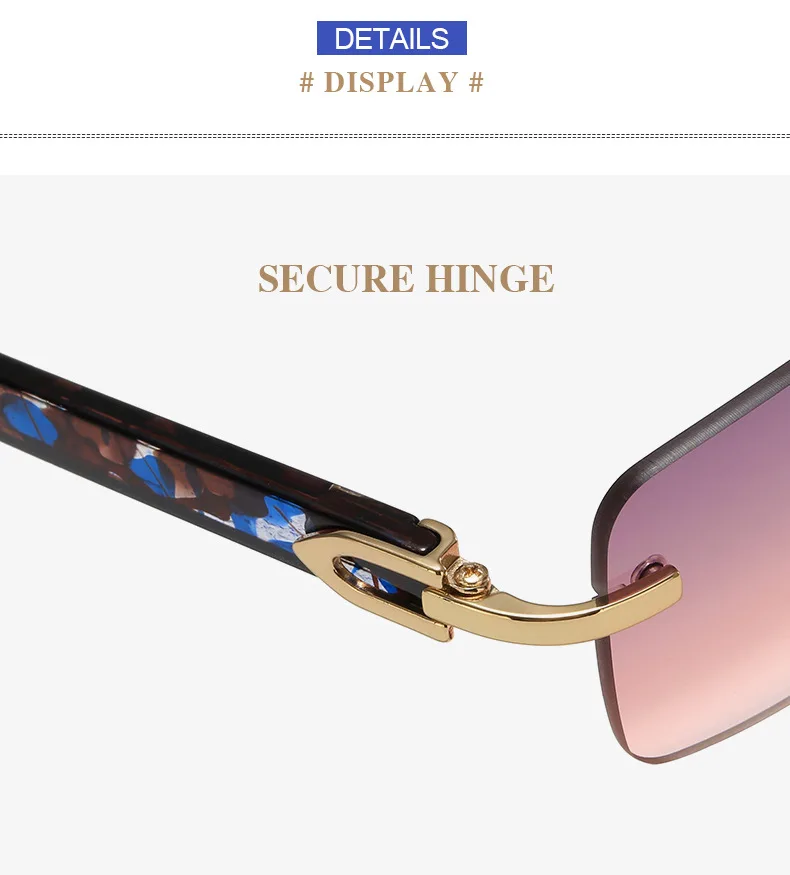 2024 New square rimless sunglasses Fashion cut edge men's glasses Jelly coloured women's sunglasses Fashion clothing Street beat