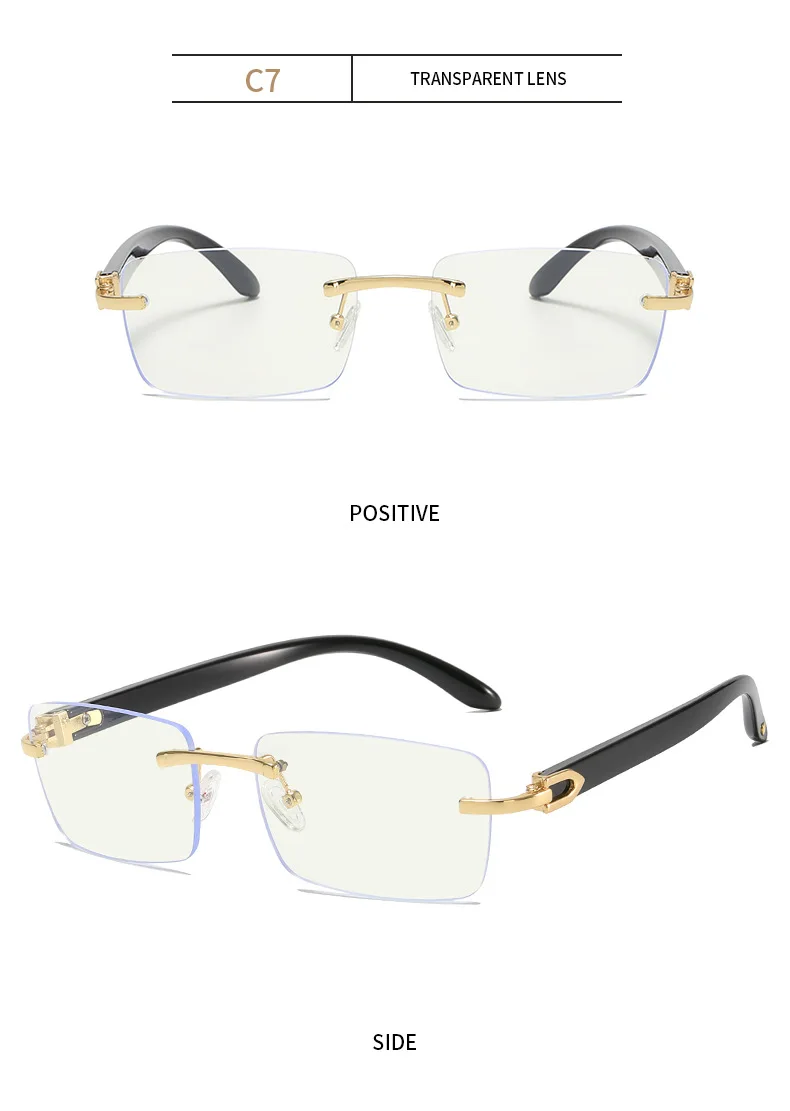 2024 New square rimless sunglasses Fashion cut edge men's glasses Jelly coloured women's sunglasses Fashion clothing Street beat