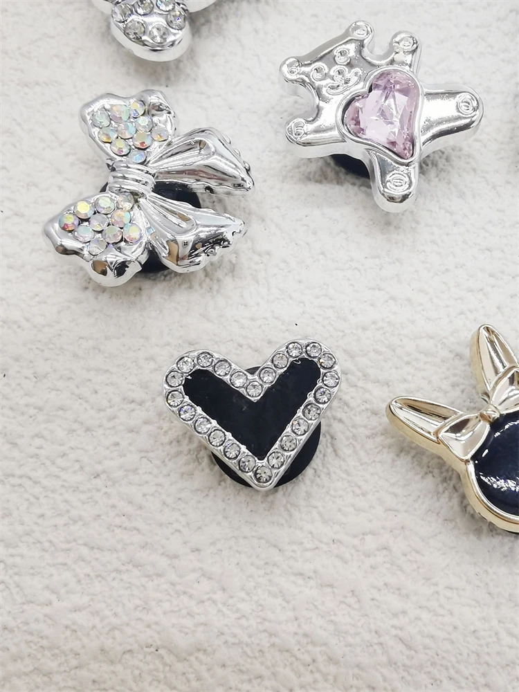 10PCS ABS Shoe Charms Bow Rhinestone Accessories For Clogs Bear Pearl Buckle Decorations Diy Women Lovely Garden Shoes Decor