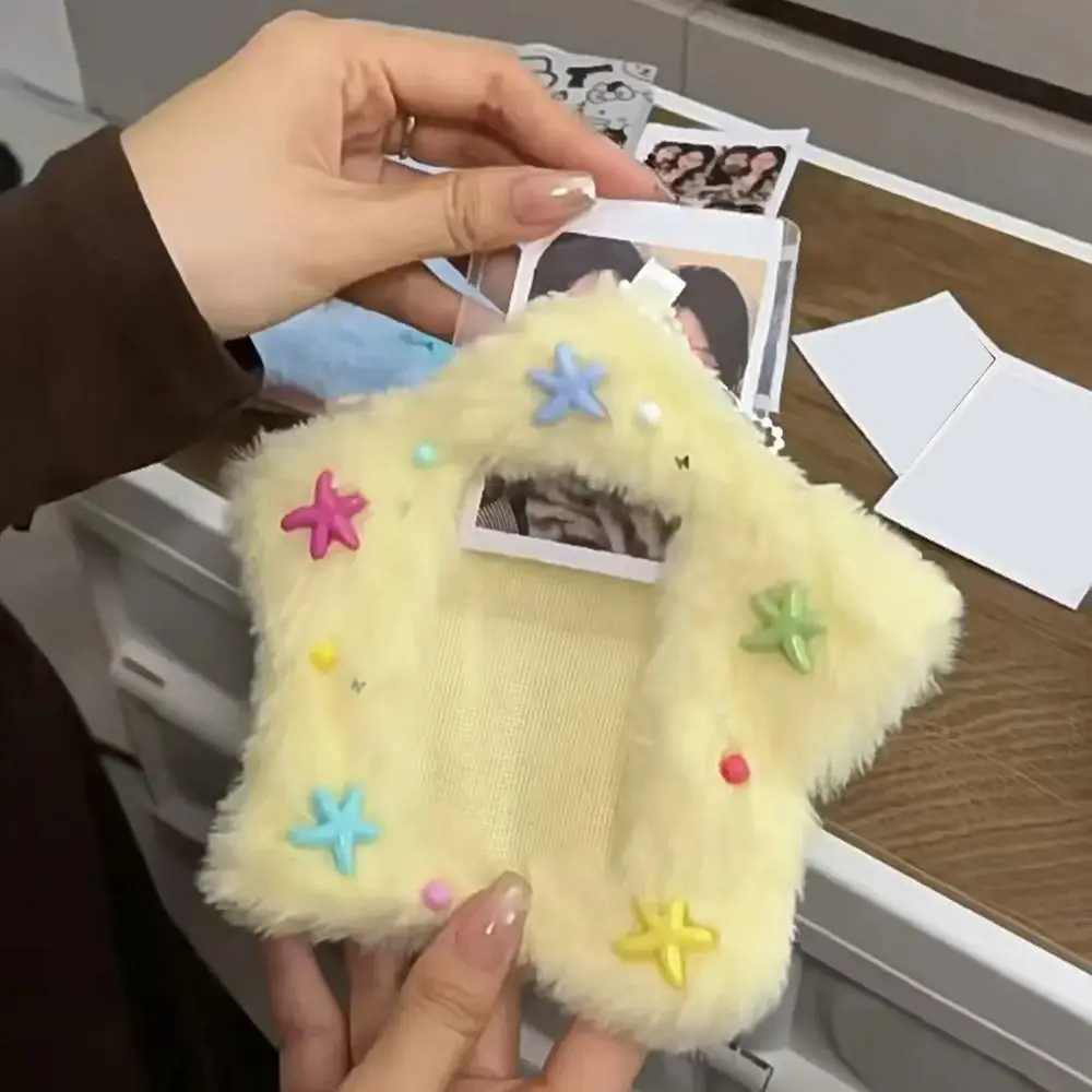 Cute Plush Photocard Case Student Card Holder Bag keychain Star Shape Photo Card Holder Idol Photos Protective Cover Cartoon