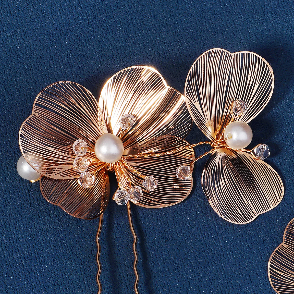 2PCS Golden Pearl Rhinestone Hairpin for Women Newest Bridal Wedding Hair Sticks Boho Style Headpieces Hair Accessories