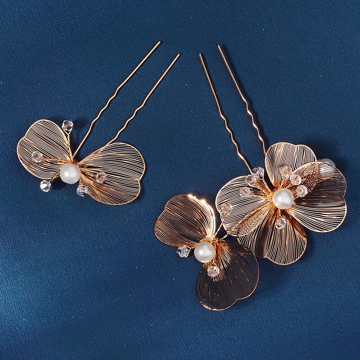 2PCS Golden Pearl Rhinestone Hairpin for Women Newest Bridal Wedding Hair Sticks Boho Style Headpieces Hair Accessories