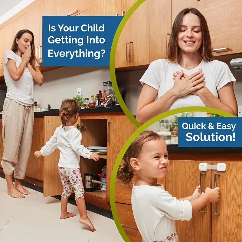 Child Lock Children Protection Baby Safety Lock for Cabinets and Drawers Toilet Fridge & More Adjustable length