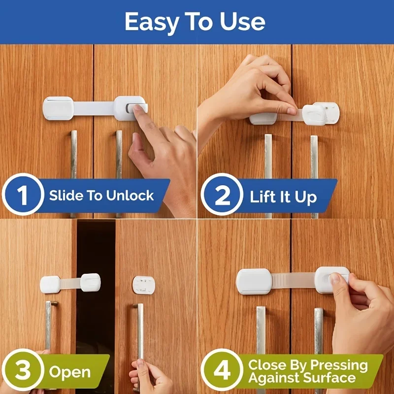 Child Lock Children Protection Baby Safety Lock for Cabinets and Drawers Toilet Fridge & More Adjustable length