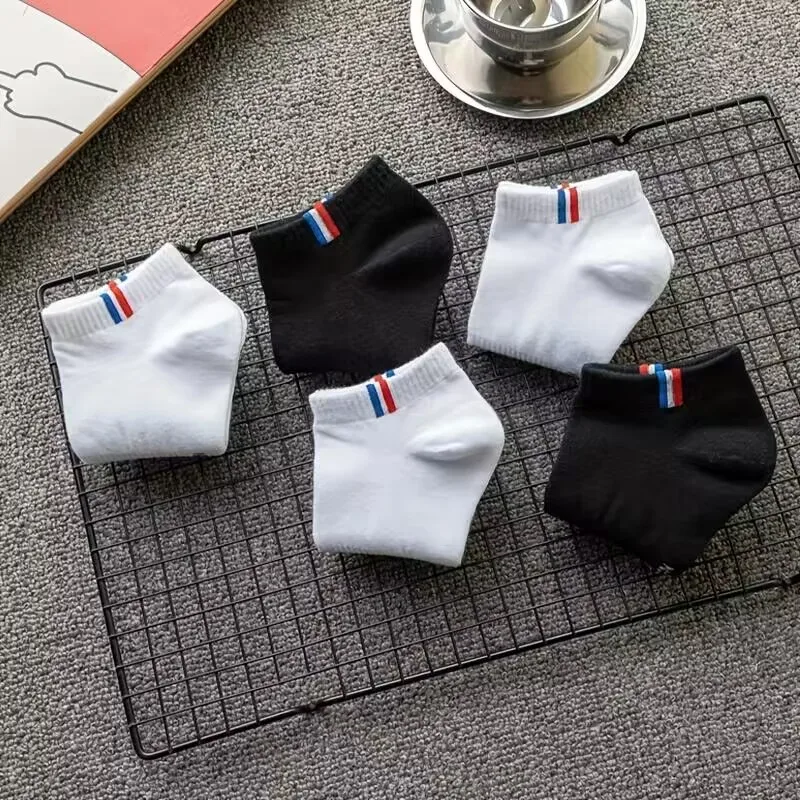 20/50 Pairs of High-Quality Soft and Comfortable Men's Sports Socks Casual and Breathable Black and White Short Socks