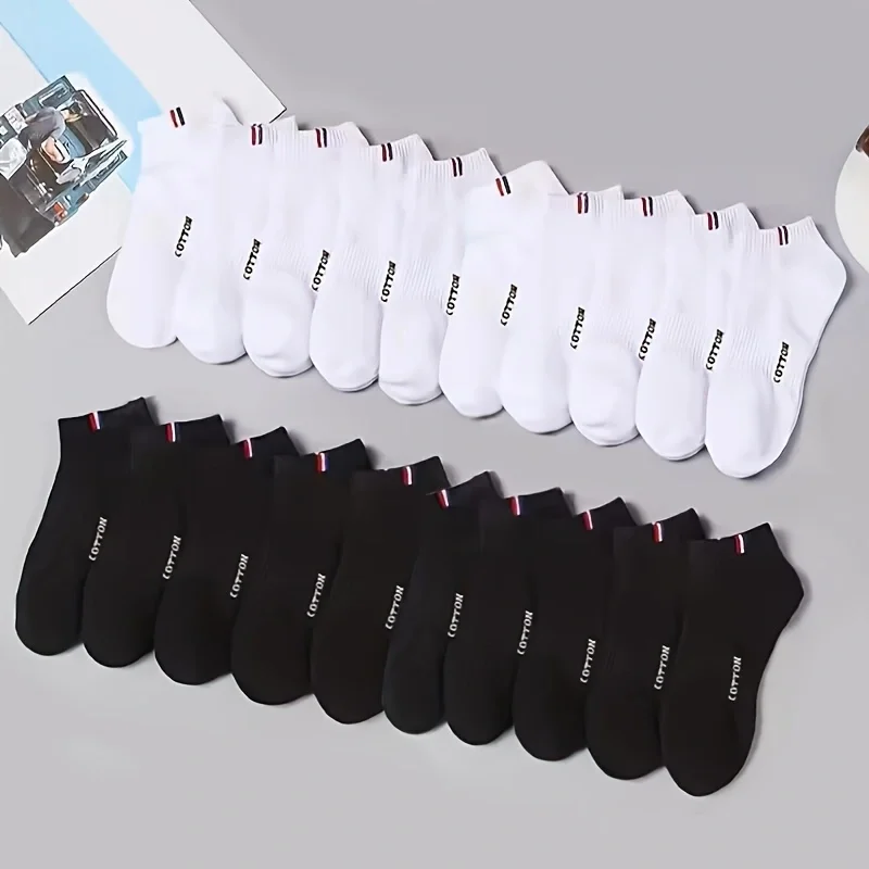 20/50 Pairs of High-Quality Soft and Comfortable Men's Sports Socks Casual and Breathable Black and White Short Socks