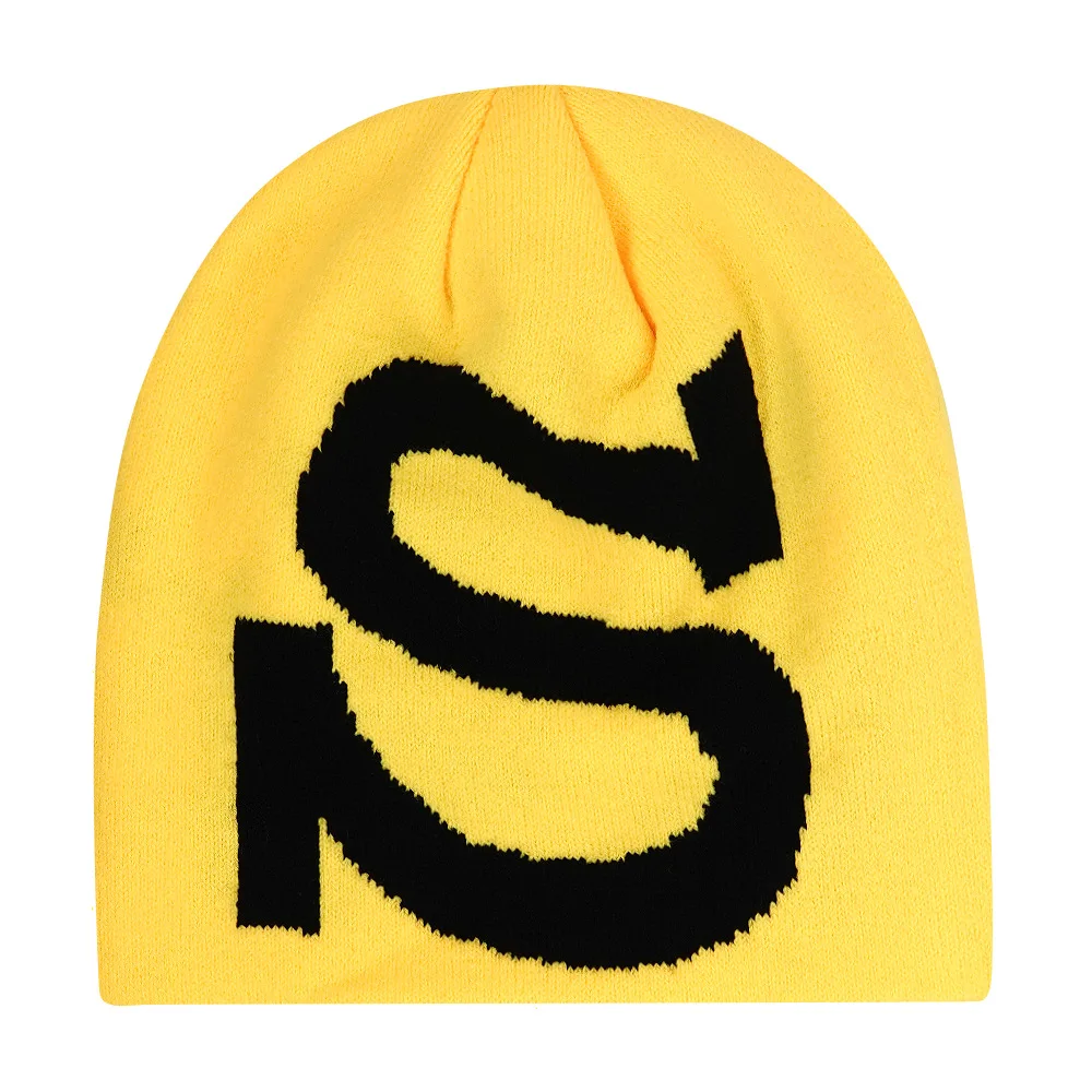 Letter S Fashion Y2K Knitted Hat Unisex Autumn Winter Warm Wool Beanies Hip Hop Ear Gorras Skiing Cap Cycling Outdoor Women Men
