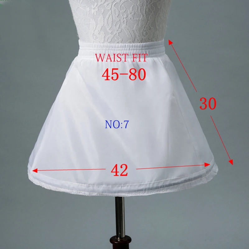 White Children Kids Petticoat A-Line 3 Hoops One Layer Flower Girls Crinoline Lace Trim Flower Girl Dress Underskirt