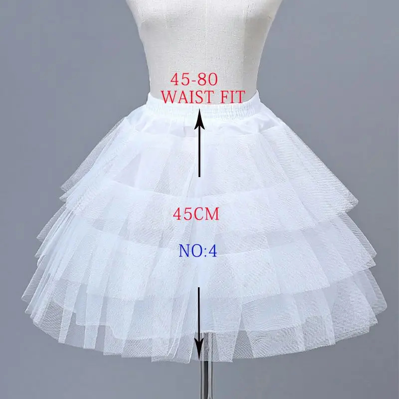 White Children Kids Petticoat A-Line 3 Hoops One Layer Flower Girls Crinoline Lace Trim Flower Girl Dress Underskirt