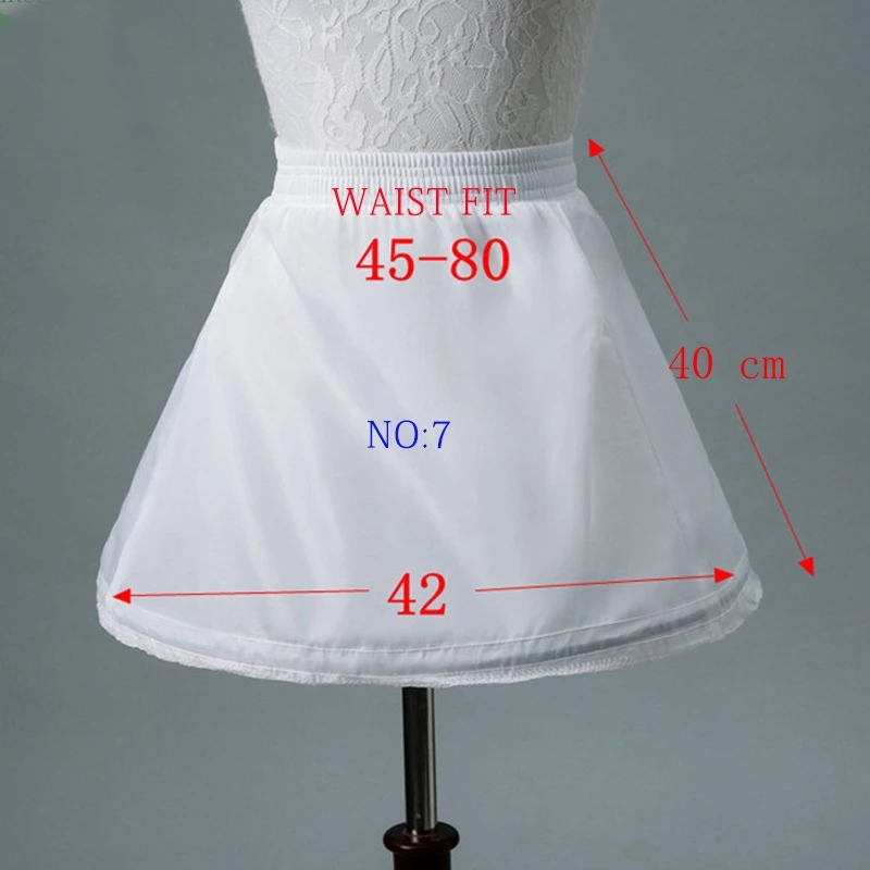 White Children Kids Petticoat A-Line 3 Hoops One Layer Flower Girls Crinoline Lace Trim Flower Girl Dress Underskirt