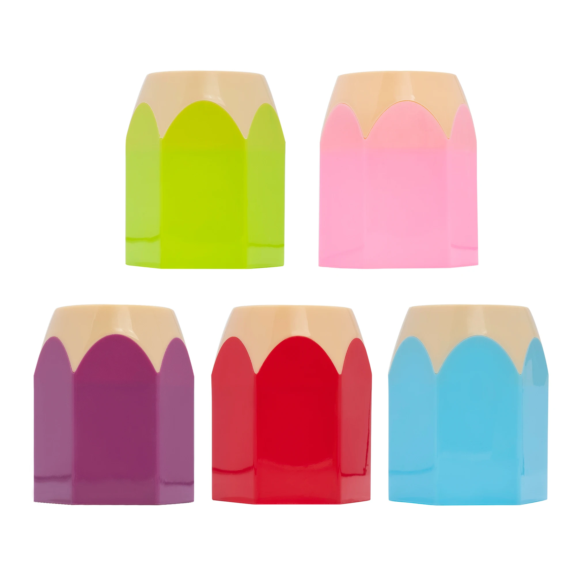 Cute Pencil Head Shape Pen Holder Pencil Storage Box Student Desktop Office Household Multifunctional Makeup Brush Organizer Box