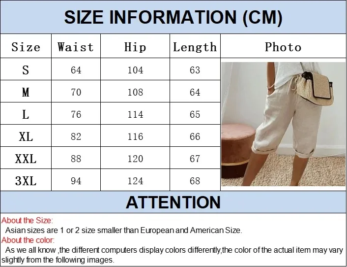 American Vintage Solid Lace Up Women's Cotton Linen Pants Elastic High Waist Wide-Leg Shorts With Pocket Streetwear Ladies Pants