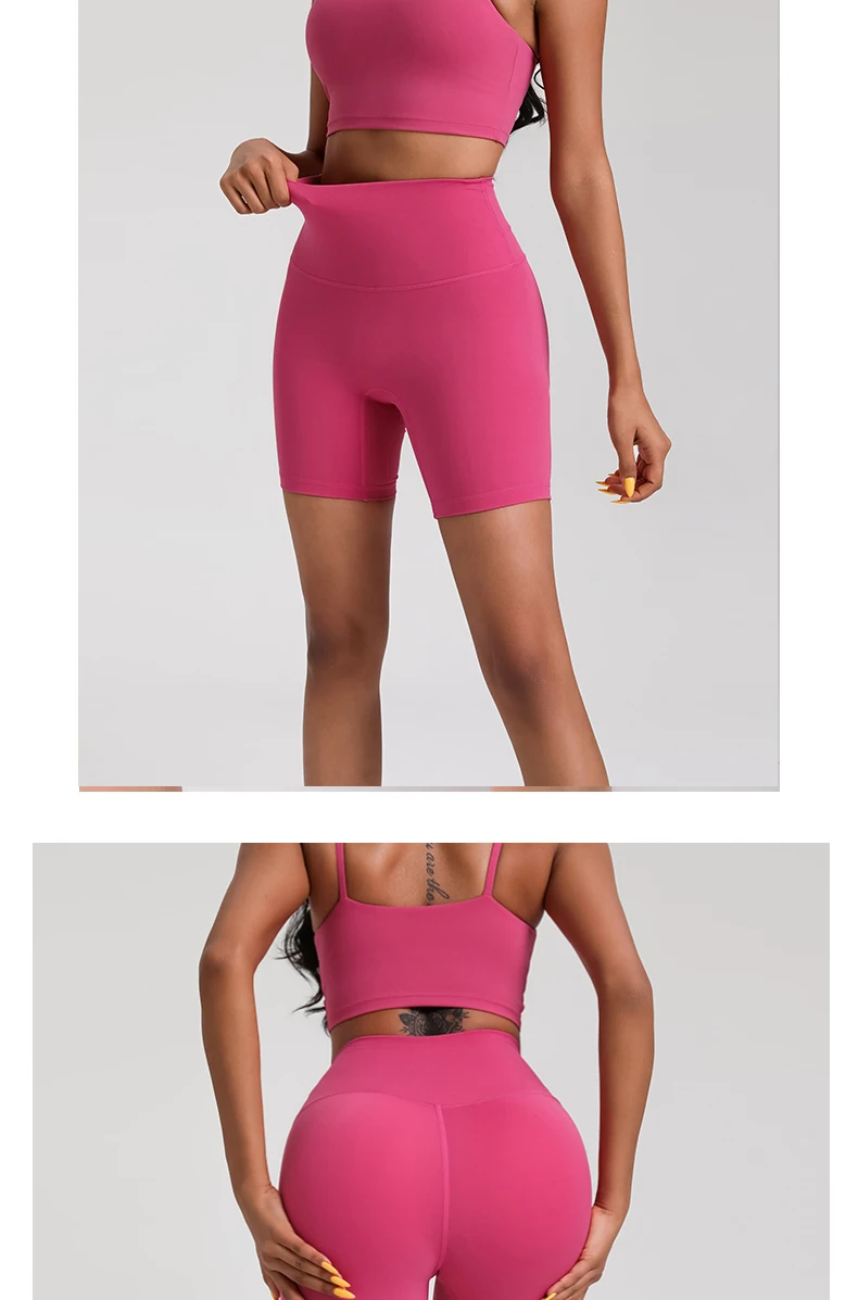 Solid Color High Waist Yoga Short Leg Cycling Women Fitness Sports Short Comprehensive Training Jog Squat Proof Internal Pocket