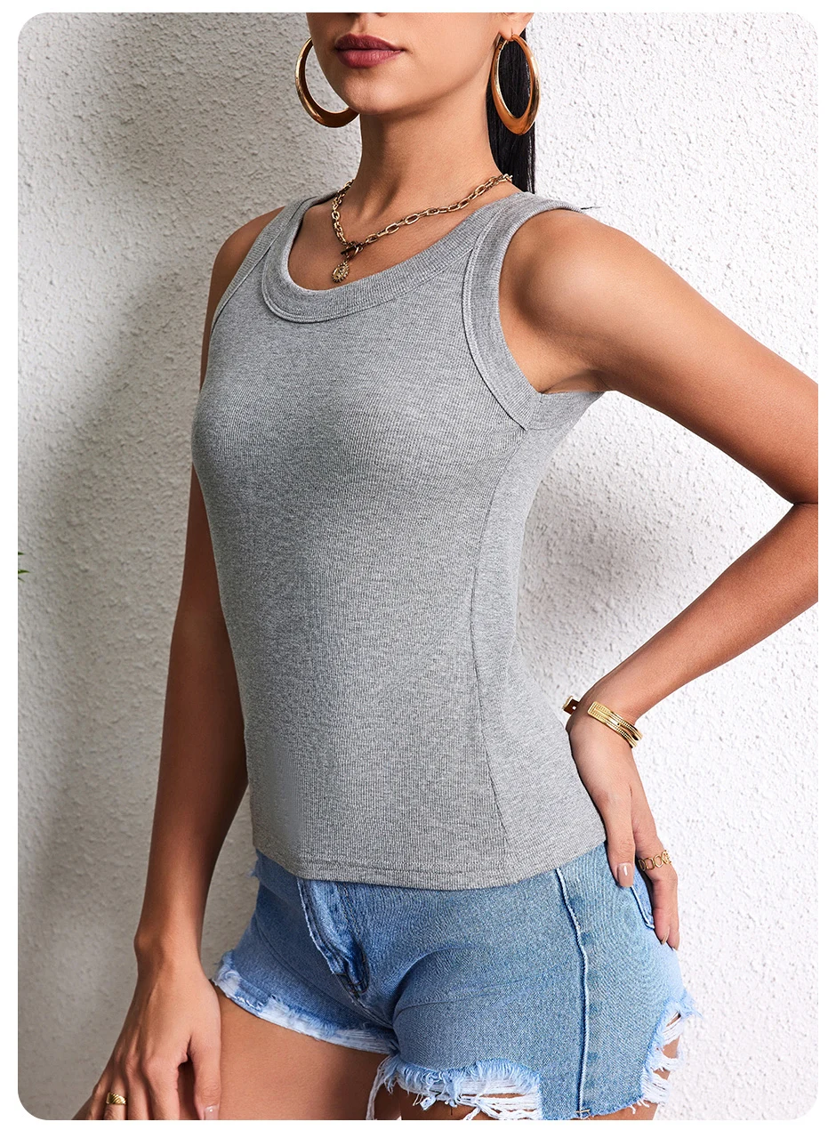 6/3/1 Piece Ladies Bottoming Solid Color Fashion Threaded Vest Casual Joker Sports Girl Mixed Color Combination Coat Parent-chil