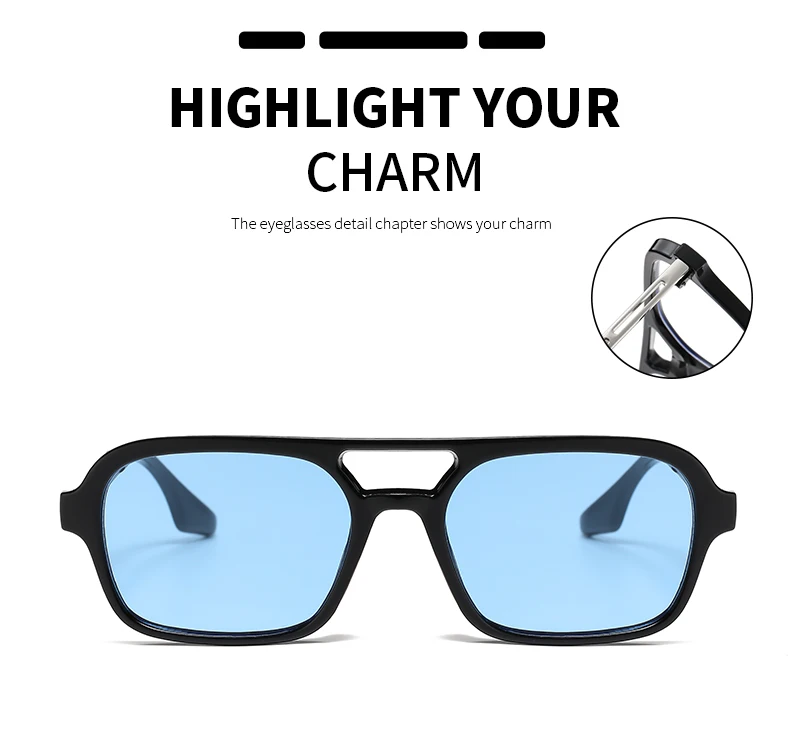 Double Bridge Square Frame Sunglasses Fashion New Retro Cat Eye Sun Glasses Brand Design UV400 Shades Eyewear Women Female