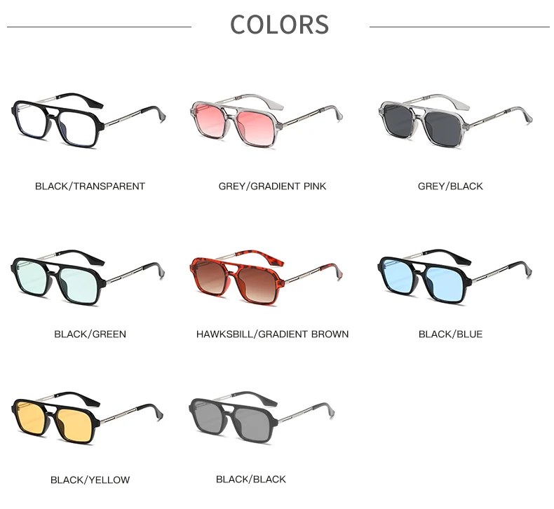 Double Bridge Square Frame Sunglasses Fashion New Retro Cat Eye Sun Glasses Brand Design UV400 Shades Eyewear Women Female