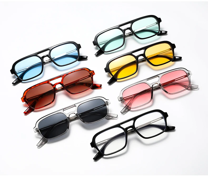 Double Bridge Square Frame Sunglasses Fashion New Retro Cat Eye Sun Glasses Brand Design UV400 Shades Eyewear Women Female