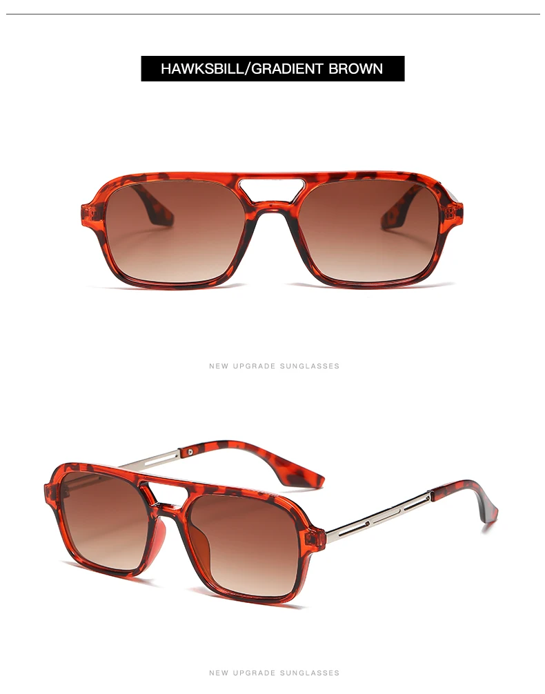 Double Bridge Square Frame Sunglasses Fashion New Retro Cat Eye Sun Glasses Brand Design UV400 Shades Eyewear Women Female