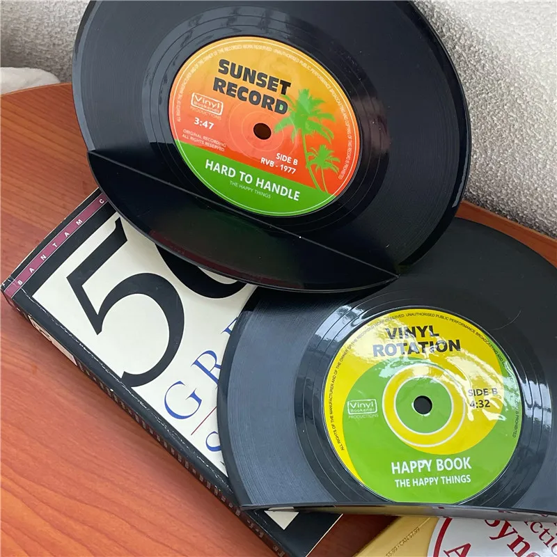 Vinyl CD Bookends Creative Record Bookstand Desktop Decoration Rubbie Vintage Partition Bookcase Office Accessories