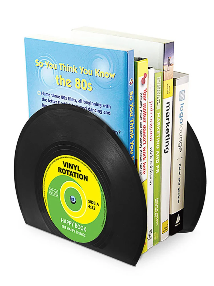 Vinyl CD Bookends Creative Record Bookstand Desktop Decoration Rubbie Vintage Partition Bookcase Office Accessories