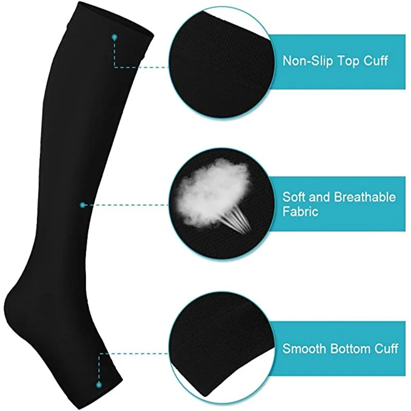 1 Pairs S-XXL Compression Socks Medical Prevent Varicose Veins Toeless Support Hose for Women Men