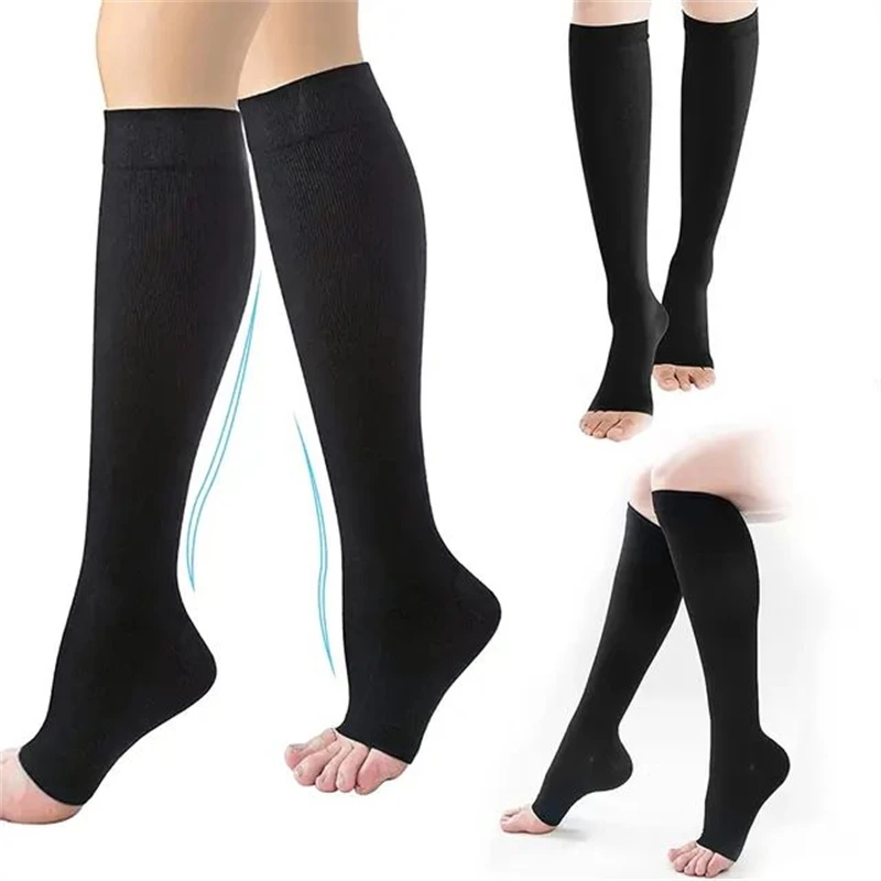 1 Pairs S-XXL Compression Socks Medical Prevent Varicose Veins Toeless Support Hose for Women Men