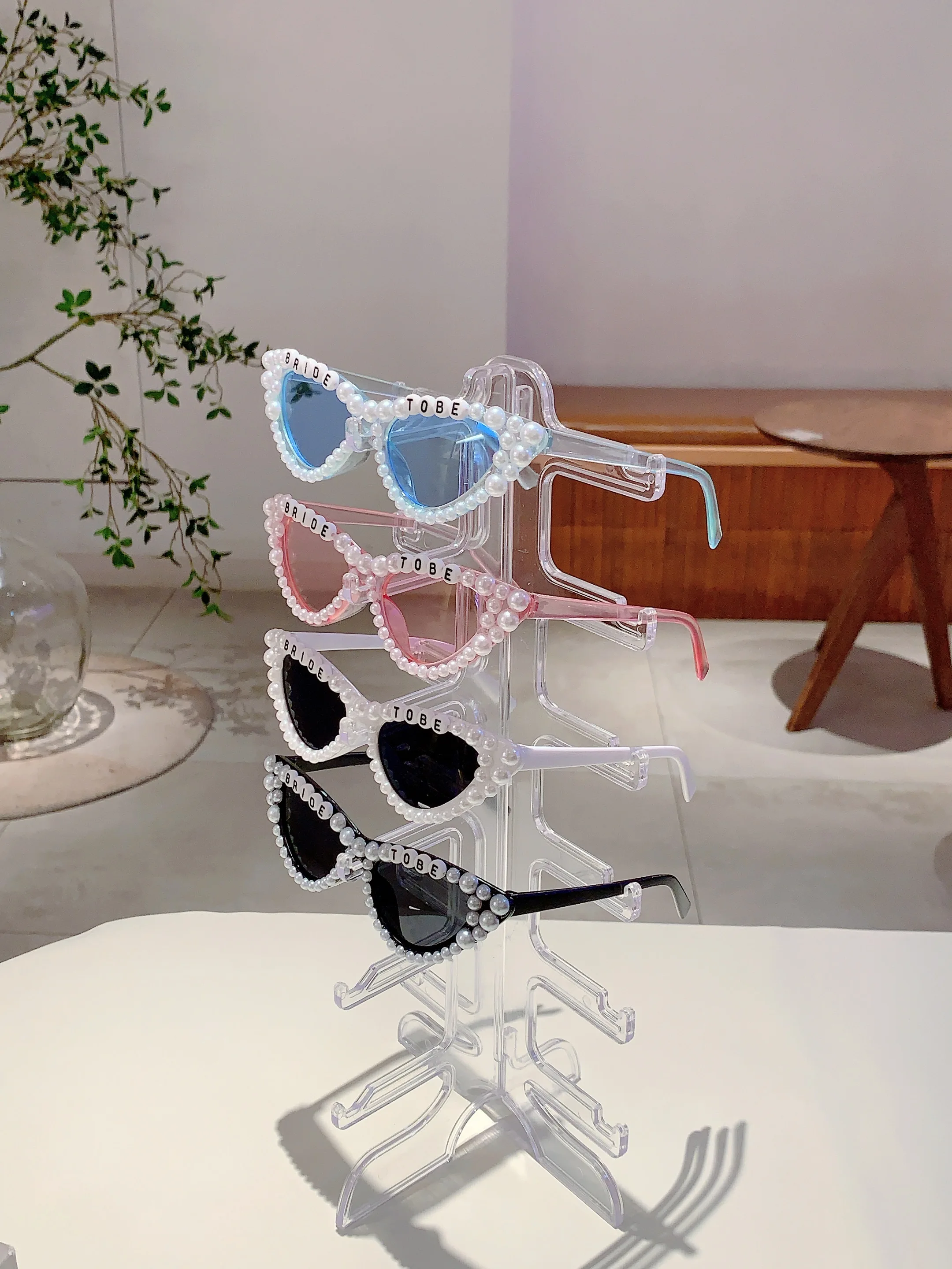 KAMMPT Bride to Be Letters Decor Shades Candy Color Bridal Shower Gift Glasses Wedding Party Present Props Frame for Women