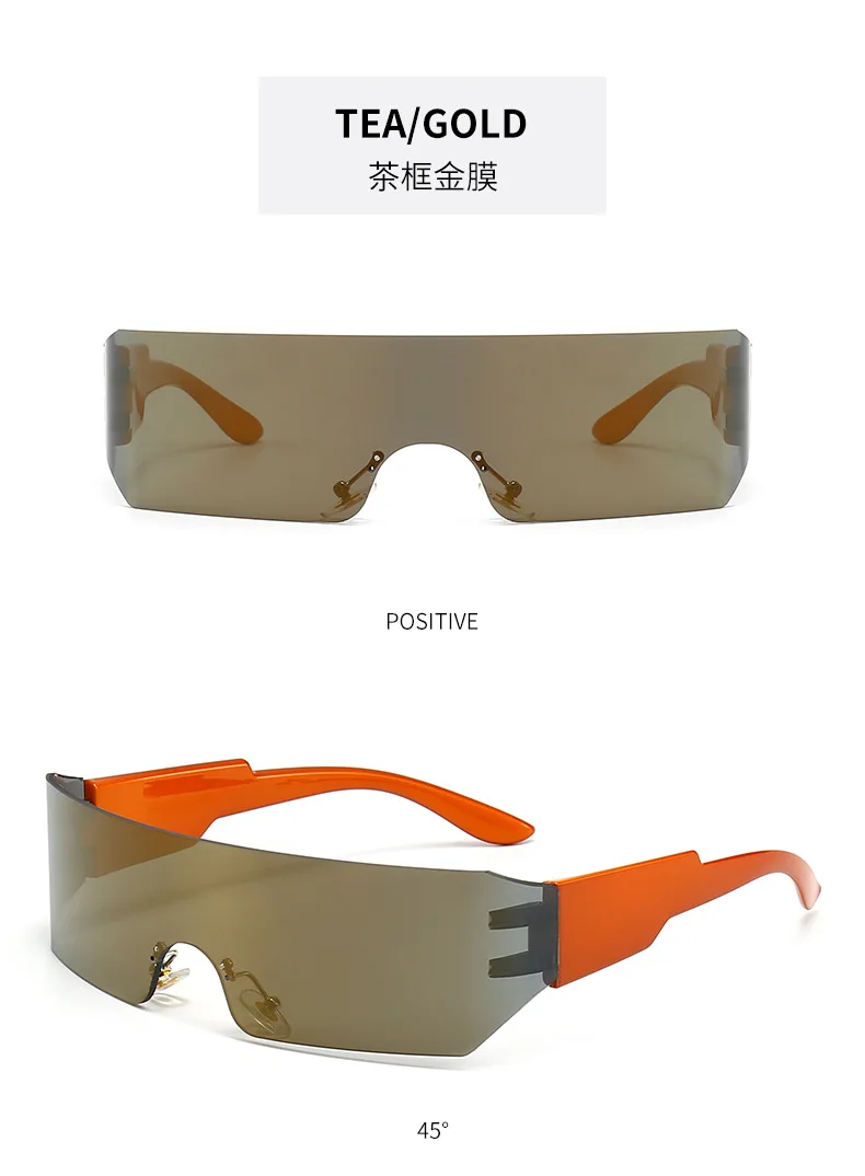 Steampunk Y2K Sunglasses Women Men Square One Piece Wrap Around Sun Glasses Fashion Shades Big Frame Sunglasses for Female