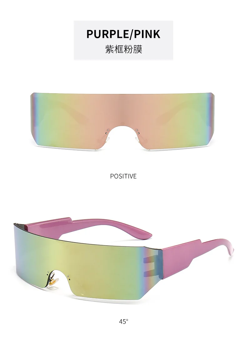 Steampunk Y2K Sunglasses Women Men Square One Piece Wrap Around Sun Glasses Fashion Shades Big Frame Sunglasses for Female