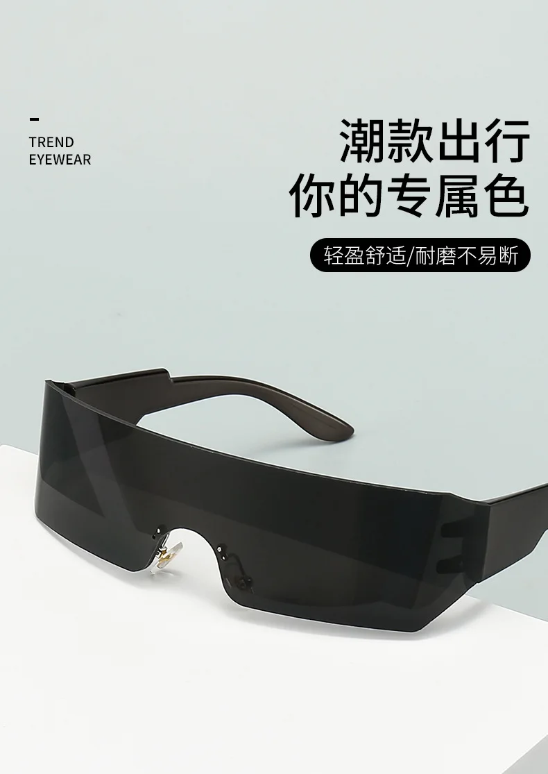 Steampunk Y2K Sunglasses Women Men Square One Piece Wrap Around Sun Glasses Fashion Shades Big Frame Sunglasses for Female