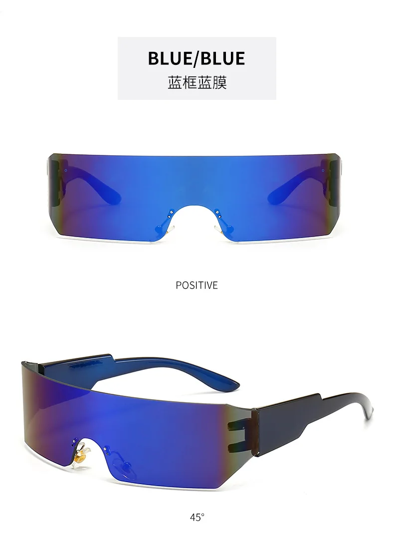 Steampunk Y2K Sunglasses Women Men Square One Piece Wrap Around Sun Glasses Fashion Shades Big Frame Sunglasses for Female
