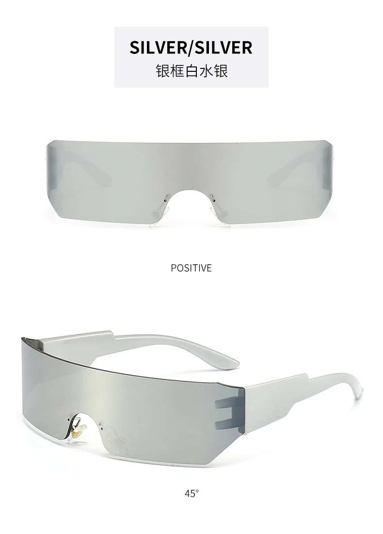 Steampunk Y2K Sunglasses Women Men Square One Piece Wrap Around Sun Glasses Fashion Shades Big Frame Sunglasses for Female