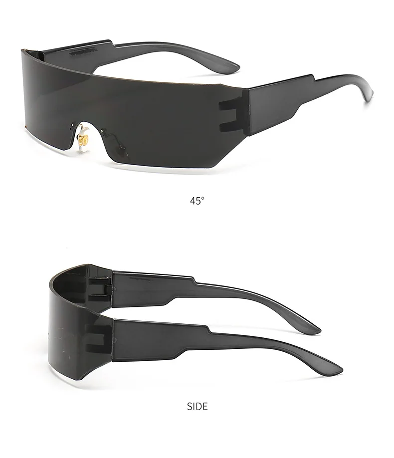 Steampunk Y2K Sunglasses Women Men Square One Piece Wrap Around Sun Glasses Fashion Shades Big Frame Sunglasses for Female