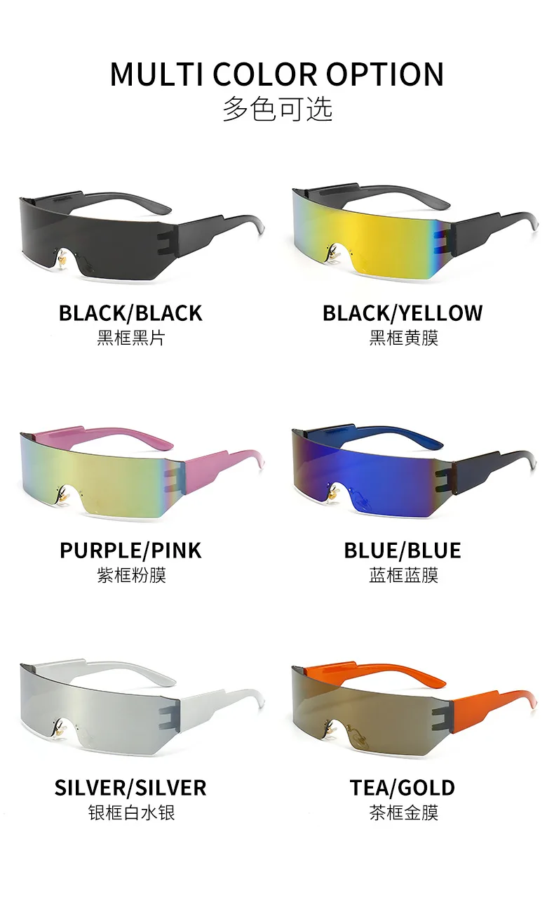 Steampunk Y2K Sunglasses Women Men Square One Piece Wrap Around Sun Glasses Fashion Shades Big Frame Sunglasses for Female