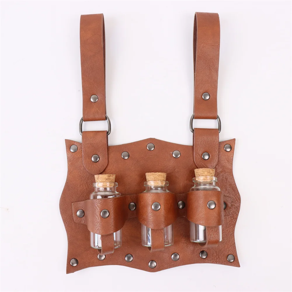 UYEE Medieval Belt Steam Leather Belt Glass Magic Bottle Cover Halloween Cosplay Role-playing Personalized Costume Props