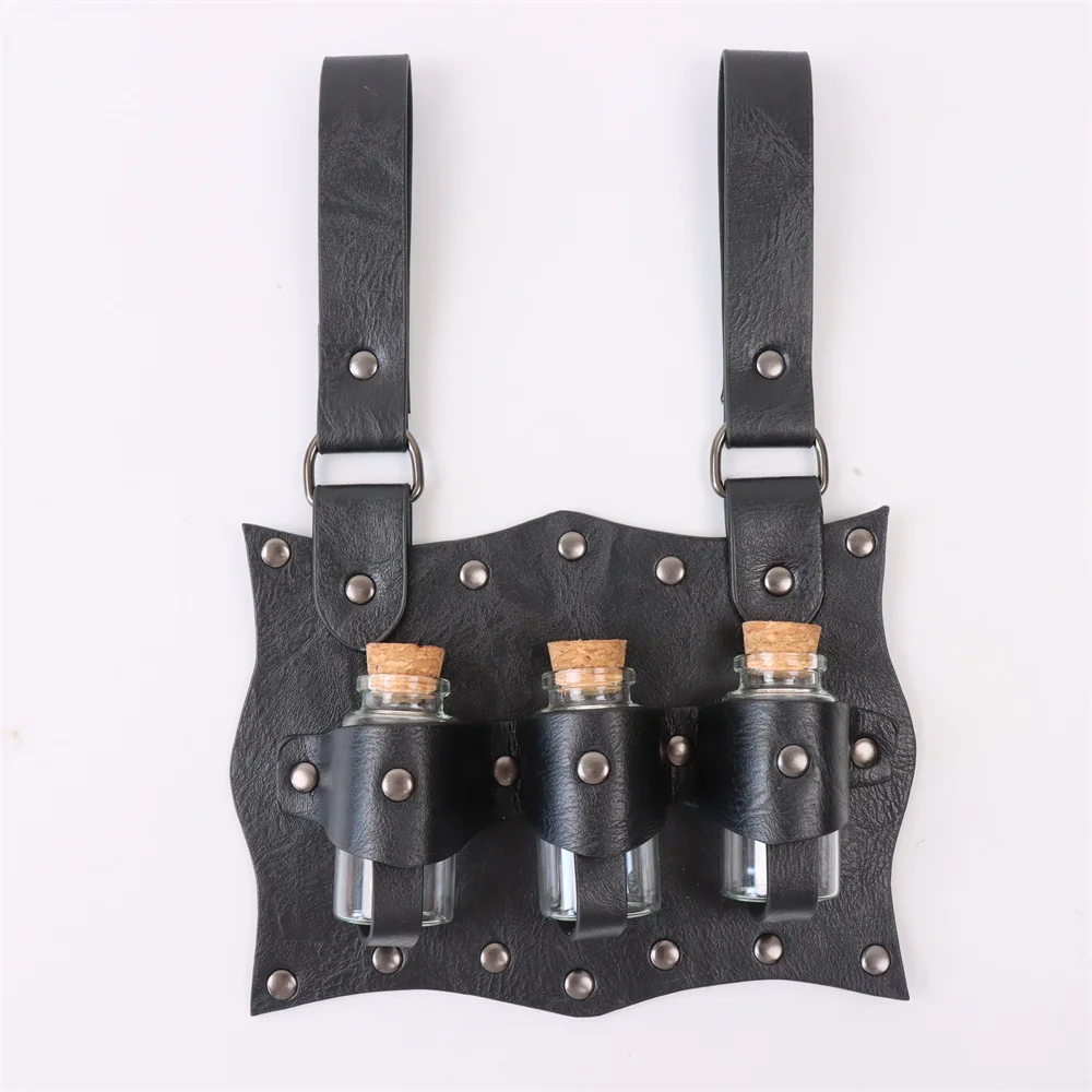 UYEE Medieval Belt Steam Leather Belt Glass Magic Bottle Cover Halloween Cosplay Role-playing Personalized Costume Props